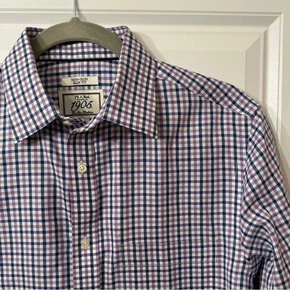 Jos. A. Bank Purple 1905 Non iron slim fit long sleeve Button Up Shirt 15-33 - Picture 1 of 5